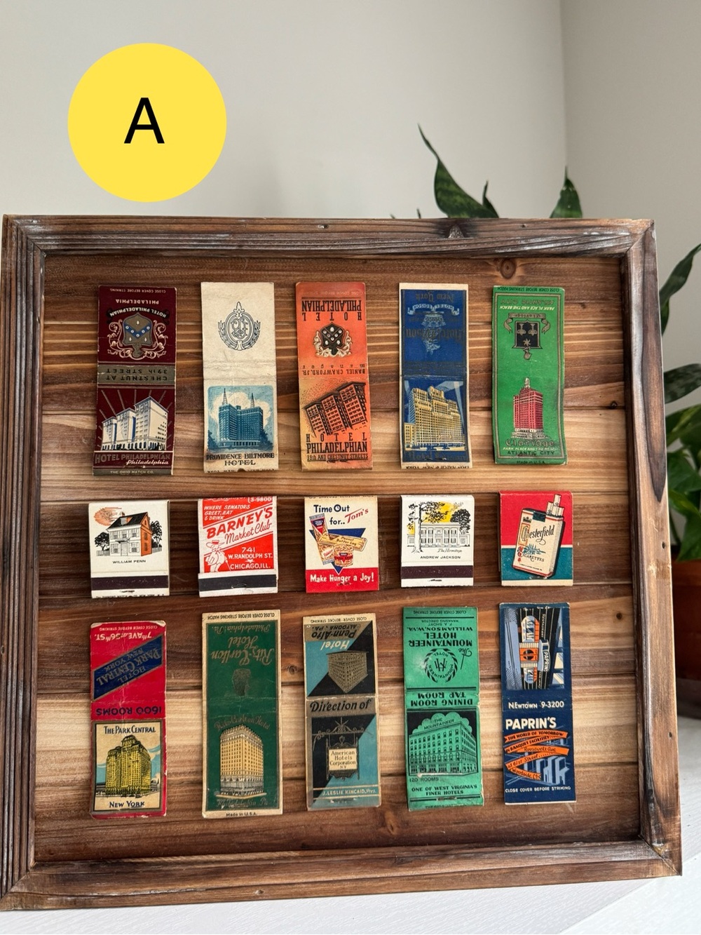 Two Vintage Matchbook Display Frames with Assorted Vintage Matchbooks